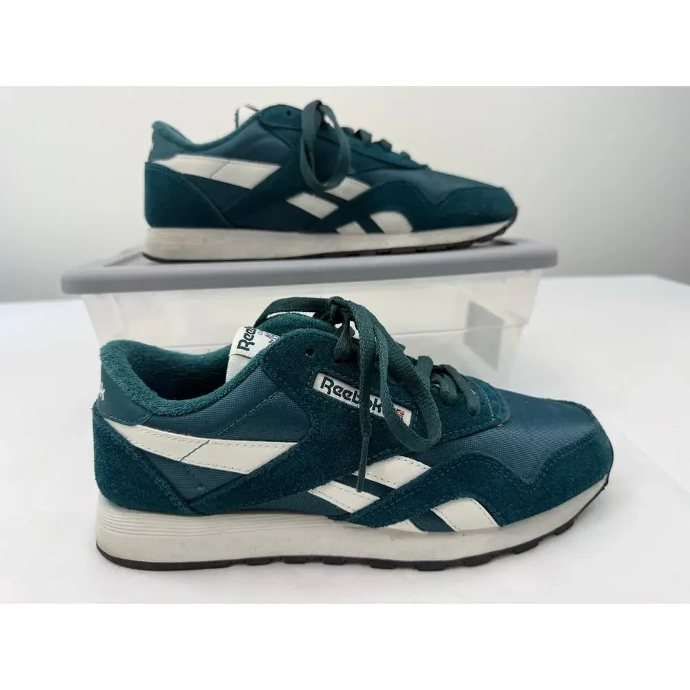 Reebok Classic Nylon Teal Suede Sneakers Men’s Size 7.5 Retro Running Shoes